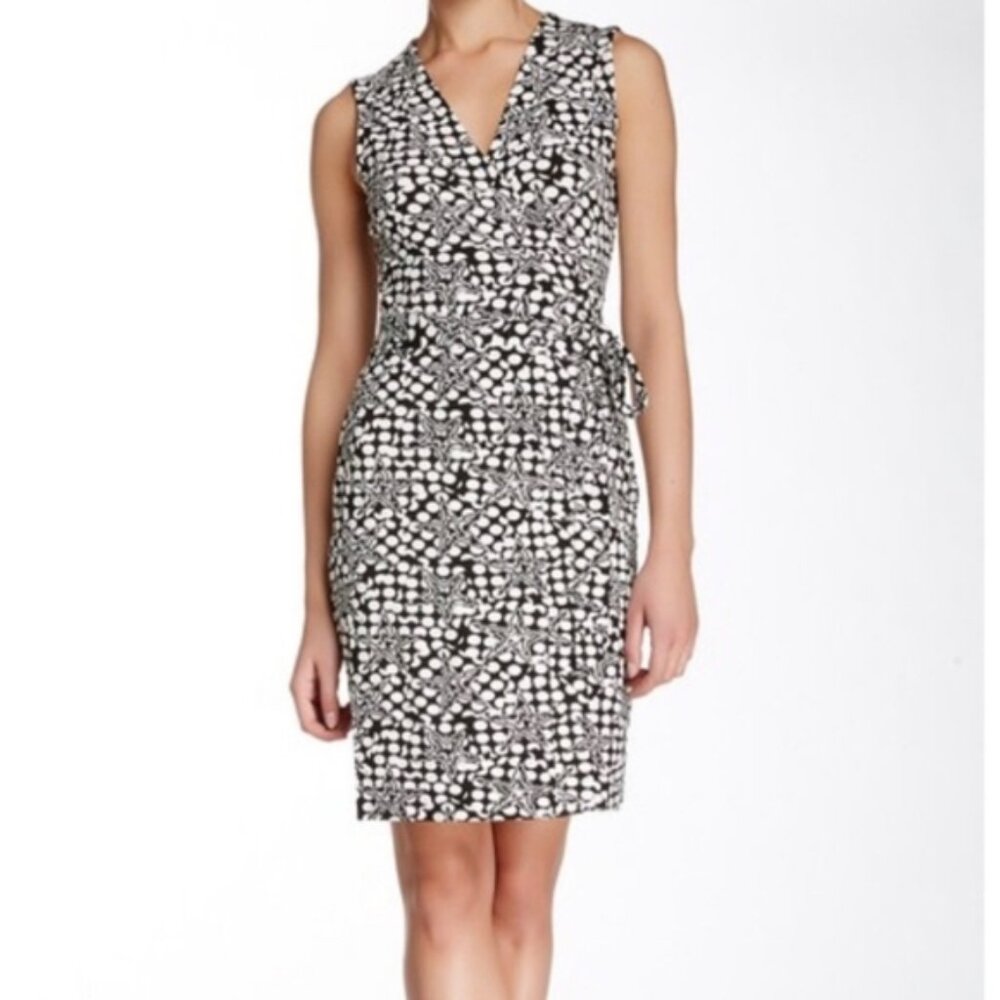 Diane von Furstenberg Black White Yahzi Polka Dot Wrap Dress